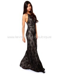 Another Late Night Backless Black Lace Maxi Dress